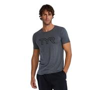 TYR Unisex-Adult Ultrasoft Lightweight Short Sleeve Big Logo Tech Tee Charcoal Heather