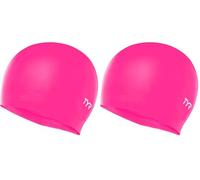 TYR Unisex Latex Swim Cap, Florescent Pink (Pack of 2)