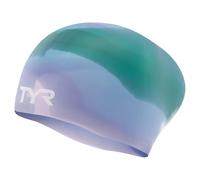 TYR Unisex Teen Youth Tie Dye Silicone Long Hair Swim Cap, Purple/Green
