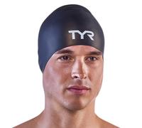 Long Hair Wrinkle-Free Silicone Swim Cap Tyr Black One Size