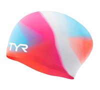 TYR Unisex-Youth Tie Dye Long Hair Silicone Youth Swim Cap, Pink Blue Orange