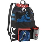 TYR Unisex's Big Mesh Mummy Backpack for Swim, Gym and Workout Gear, Charcoal/Red, 40 Liter
