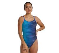TYR Women's Durafast Elite Cutoutfit Swimsuit One Piece, Blue Speedwarp, 36