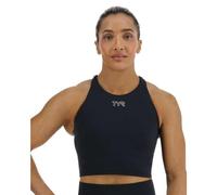 TYR Women's High Neck Sports Bra, Opaque, Black, Large