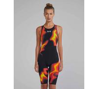 TYR Womens Venzo Infrared Openback Swimming Racing Kneeskin - Fire