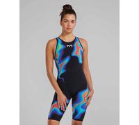 TYR Womens Venzo Infrared Openback Swimming Racing Kneeskin - Red/Turq/Blue