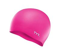 TYR Latest Designed Long Hair Silicone Swim Cap, Keeps Hair Clean with Ear Protector,Waterproof Silicone Swimming Cap for Adult, Woman and Men (Floro Pink)