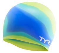 TYR Youth Wrinkle Free Silicone Swim Cap for Drag Reduction and Hair Protection Green Multi