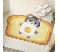 Tyrafry Cute Bath Rug, Animal Area Rug, Super Soft Toast Mat Thick Plush Foot Mat Water Absorption Anti Slip Rug for Bathroom and Bedroom, 19.6 x 31.4 Inches, Cat