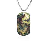Tyrannosaurus And Allosaurus Dog Tag Necklace Stainless Steel Plated Pendant Memorial Jewelry Gift for Men Women