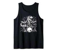 Tyrannosaurus Drummer Tee Dinosaur Drumset Drums Drumsticks Tank Top