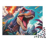 Tyrannosaurus Rex 1000 Piece Jigsaw Puzzle for Adults | 38x26cm Dramatic dinosaur scene offers a vibrant challenge and a fun screen-free activity for enthusiasts