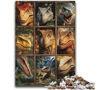 Tyrannosaurus Rex Collage Jigsaw Puzzles for Teenagers 1000 Pieces,Challenging Game And Family Play with Fully Interlocking Randomly Shaped Pieces (38x26cm)