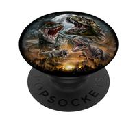 Tyrannosaurus Rex Dinosaur in Prehistoric Era Full Moon PopSockets Swappable PopGrip