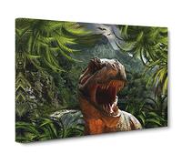 Tyrannosaurus Rex Dinosaur Modern Canvas Wall Art Print Ready to Hang, Framed Picture for Living Room Bedroom Home Office Décor, 20x14 Inch (50x35 cm)