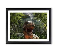 Tyrannosaurus Rex Dinosaur Modern Framed Print | A3 Black Framed Wall Art | Ready to Hang | Modern Nature Picture | Living Room Bedroom Lounge Office