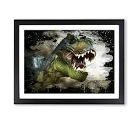 Tyrannosaurus Rex Dinosaur No.3 Modern CB Framed Wall Art Print, Ready to Hang Picture for Living Room Bedroom Home Office Décor, Black A4 (34 x 25 cm)