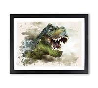 Tyrannosaurus Rex Dinosaur No.3 Modern FC Framed Print | A4 Black Framed Wall Art | Ready to Hang | Modern Nature Picture | Living Room Bedroom Lounge Office