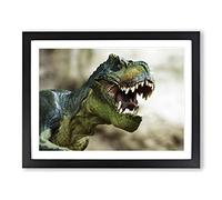 Tyrannosaurus Rex Dinosaur No.3 Modern Framed Print | A2 Black Framed Wall Art | Ready to Hang | Modern Nature Picture | Living Room Bedroom Lounge Office