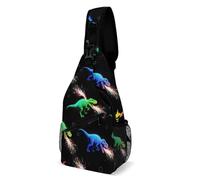 Tyrannosaurus Rex Dinosaur Sparkles In Space Women Men Shoulder Bags With Zipper Sling Bag Lightweight Crossbody Bags For Shopping Daily Use Running