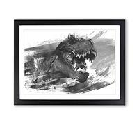 Tyrannosaurus Rex Dinosaur Vol.3 V1 Modern Framed Print | A3 Black Framed Wall Art | Ready to Hang | Modern Nature Picture | Living Room Bedroom Lounge Office