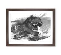 Tyrannosaurus Rex Dinosaur Vol.3 V1 Modern Framed Wall Art Print, Ready to Hang Picture for Living Room Bedroom Home Office Décor, Walnut A3 (46 x 34 cm)