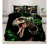 Tyrannosaurus Rex Duvet Cover Set Single Size For Kids Boys Teens Green Plants Bedding Set Dinosaurs Comforter Cover with 2 Pillowcase Beds Set