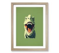 Tyrannosaurus Rex Minimalism Framed Print | A2 Oak Framed Wall Art | Ready to Hang | Minimalist Nature Picture | Living Room Bedroom Lounge Office