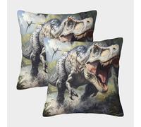Tyrannosaurus Rex-Prehistoric Dinosaur Art Pillow Covers 2 Pack Cozy Pillowcase Available All Seasons Cushion Case Polyester Decorative for Sofa Living Room Bed Home 45x45cm