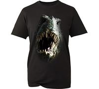 Tyrannosaurus Rex Roaring Face Full On Front T-Shirt Big Print T-Rex Dinosaur Funny Unisex Gift Tee Top (Black, M)