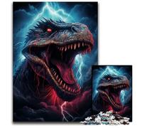 Tyrannosaurus Rex Surrounded by Storm 1000 Pieces Puzzles for Adults Difficult Puzzles for Adults Birthday Gift Idea Challenging Brain Teaser Game 1000 PCS(75x50cm)