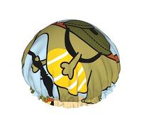 Tyrannosaurus Rex The Soldier Pattern Shower Cap & Bath Cap For Women,Reversible Oversized Waterproof Shower Caps Large Designed For All Hair Lengths,Elastic Reusable Bathing Hair Cap