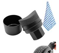 Tyre Dressing Applicator, Tyre Shine Applicator, Premium Black Curved Sponge Brush & 25x25 cm Microfiber Towel, Effortless Car & Bike Wheel Cleaning, Durable Design for Home & Professional Use