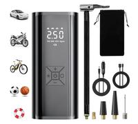 Tyre Inflator Air Compressor, 150PSI & 12V Car Tyre Inflator Rechargeable, Portable Tire Inflator Pump with Digital Dual Values Display, Cordless Tyre Inflators for Car, Bike, Motorbike, Ball