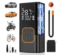 Tyre Inflator Air Compressor, Cordless Electric Car Tyre Pump & Bike Pump with Dual Values Display, Digital Pressure Gauge 150 PSI, LED Light, Portable Tyre Inflator for Car/Bicycle/Motocycle/Ball
