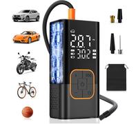 Tyre Inflator Air Compressor, Cordless Electric Car Tyre Pump with Dual Values Display, Digital Pressure Gauge 150 PSI, LED Light, Portable Tyre Inflator for Car/Bicycle/Motocycle/Ball