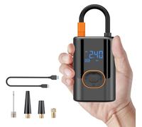 Tyre Inflator Air Compressor, Cordless Portable Electric Bike Pump 150 PSI for Compact Car, with Digital Tire Pressure Gauge, LED Light, Tyre Pump for Car, Bike, Motorbike, Ball