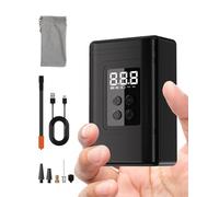 Tyre Inflator Air Compressor, Electric Bike Pump 150PSI Auto-Off Rechargeable Car Pump with LED Light, Smart Electric Digital Tyre Pump 4 Nozzle for Car/Ball/Bike/Motorcycle (Black)