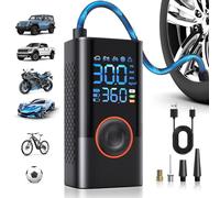 Tyre Inflator Air Compressor, Portable Cordless Tyre Pump with Digital Pressure Gauge 150PSI, Electric Car Air Pump Auto Shutoff with LED Light for Car Motorcycle Bicycle