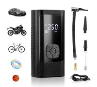 Tyre Inflator Air with LED Light and 3 Nozzle, 150PSI Auto Shut-Off Air Compressor Cordless Car Air Pump, USB Rechargeable Electric Digital Inflation Pumps for Car Ball Bike Motorcycle