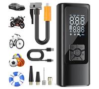 Tyre Inflator Cordless Air Compressor, Portable Electric Bike Pump 150 PSI, with Digital Dual Values Display, Pressure Gauge, LEDLight for Car, Bike, Motorbike, Ball