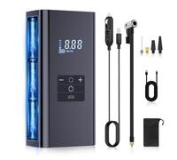 Tyre Inflator Portable Air Compressor, 4 Smart Modes & Auto Shut Off Portable Tyre Pump,Tyre Air Pump with Cigarette Lighter, Battery Tire Air Pump for Car Bike Motorcycle Ball (Grey)