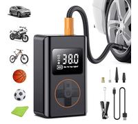 Tyre Inflator Portable Air Compressor,5 Mode Cordless Tyre Inflator 150PSI 6000mAh Rechargeable Power Bank Auto Shut-Off Digital Display Electric Air Pump w LED Light for Car, Motorcycle, Bike, Ball