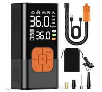 Tyre Inflator Portable Air Compressor, 5 Mode Cordless Tyre Inflator 150PSI 6000mAh Rechargeable Power Bank Auto Shut-Off Digital Display Electric Air Pump w LED Light for Bike, Ball, Car, Motorcycle