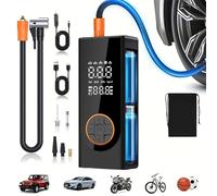 Tyre Inflator,Portable Air Compressor,Corded/Cordless Car tyre inflator,150 PSI Air Pump,Rechargeable Power Bank,Preset Tyre Pressure,Auto Shutoff, MiniTrye Pump with LED for Car,Motorcycle,Bike,Ball