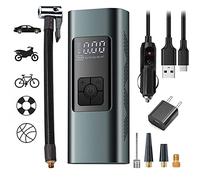Tyre Inflator Portable Air Compressor for Car Tyres 12 Volt Electric Car Air Pump Rechargeable 6000mA 150PSI Tyre inflator Pump with Pressure Gauge Auto-Off for Car Bike Balls, Power Bank & SOS