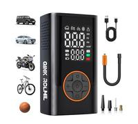 Tyre Inflator, Portable Air Compressor, Wireless Mini Bike Pump with Dual Value Digital Display, 150 PSI Air Pump with LED Lights and Pressure Gauge for