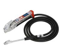 Tyre Inflator - Twin Clip-On Connector & Gauge - 2.5m Long Reach Arm & Hose