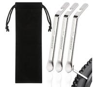Tyre Levers for Bicycles, 3Pcs Stainless Steel Bike Tyre Levers with Drawstring Bag, Silver Spoon Tire Levers Repair Kit for Mountain Bike/Road Bike/Universal Bikes Tube Changing Removing