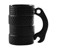 Tyre Mug for Men, Novelty Mug Tire Cups for Coffee Tea Drinks, Black Ceramic Tire Mug Car Wheel Cup with Handle, Cool Coffee Mugs Gifts for Dad Husband Grandpa Car Lovers Birthday Father's Day